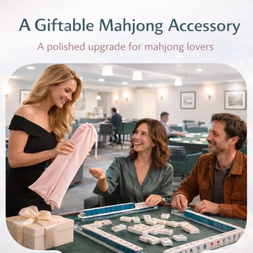 FUYIHGL® 2PCS Mahjong Rack with Pusher Storage Bag: 2 Compartments Fits 4 American Mah Jongg Racks Pushers - Pink Soft Velvet Sleeve with Drawstring - Travel Mah Jongg Accessories and Gifts - color: Pink | 2pcs