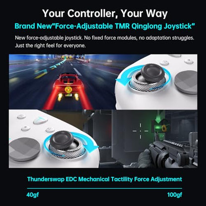 Thunderobot G80TS Wireless Controller for PC/Switch/Switch 2/Android/iOS, TMR Joystick, Dual TMR Triggers, Optical Buttons, 1000Hz Polling Rate, RGB Backlight (Black) [video game] - color: Black, size: PE