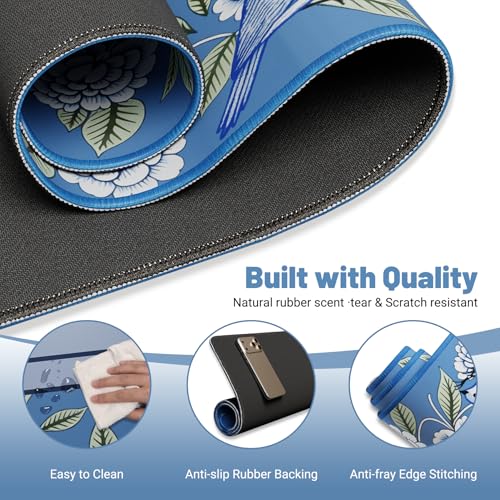 Anti Slip Mahjong Mat for Table 32.4" x 32.4" - Noise Reduction Rubber Base Game Mat with Carrying Bag, Waterproof Portable Table Cover for Poker/Cards/Board Games/Tile Games-Blue - color: Fl-blue