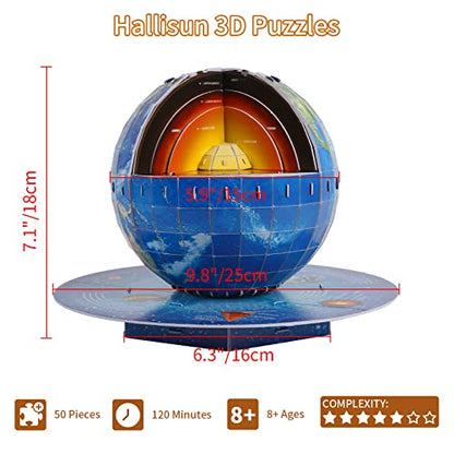 3D Puzzles for Kids Ages 8-10-12-14 Earth Globe DIY Geography Puzzle, Educational Learning Toys 3D Jigsaw World Globe Map Model Kit Teaching Aids Birthday for Boys Girls, 50 Pieces - style: Earth Globe
