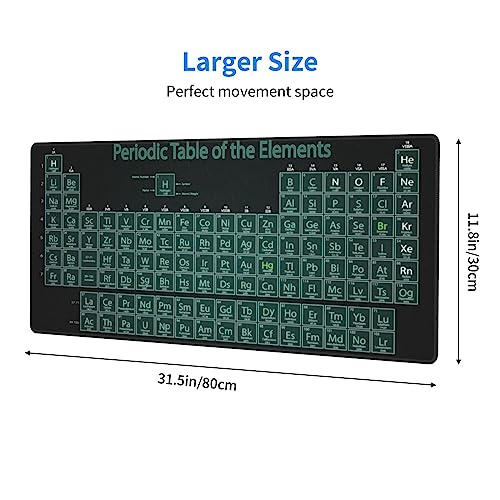 Periodic Mouse Pad XL Extended Desk Mat, Computer Mousepad | Periodic Table Of The Elements Non Slip Rubber, Base Stitched Edge, Gaming Pc Large Mice Pad 31.5 x 11.8 Inch - color: Periodic Table of the Elements