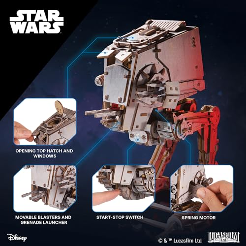 UGEARS Star Wars ™ AT-ST Walker ™ Wooden 3D Puzzles for Adults - DIY Mechanical Star Wars Model Kit, Brain Teaser Puzzles for Adults, 3D Puzzle Hobbies for Men and Women, Model Kits