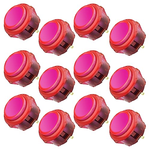 Qanba Gravity KS Mechanical Arcade Buttons 24mm Snap-in Mechanical Pushbutton (Boxed (Clear Pink E12(12 pcs)) - color: Clear Pink E12(12 pcs)