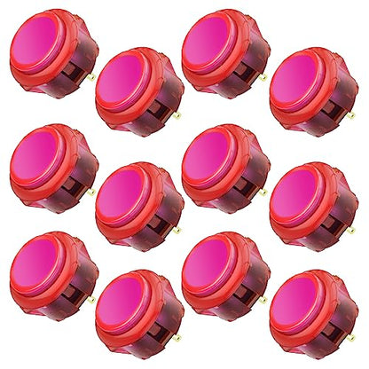 Qanba Gravity KS Mechanical Arcade Buttons 24mm Snap-in Mechanical Pushbutton (Boxed (Clear Pink E12(12 pcs)) - color: Clear Pink E12(12 pcs)