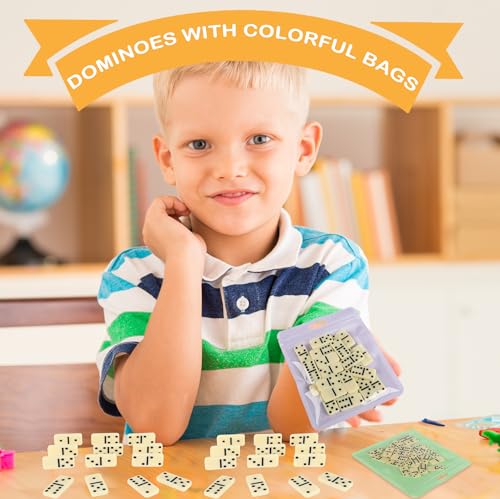 15 Pack Domino Game Set Double 6 Dominoes Classic Board Games Bulk for Adults Kids Educational Toys Chain Reaction Sets