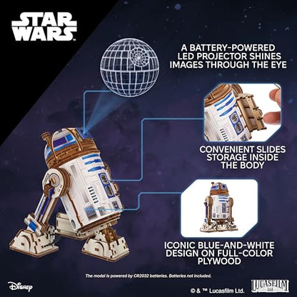 UGEARS Star Wars™ R2-D2™ 3D Wooden Puzzles for Adults - Wooden Model Kits for Adults, 3D Building Puzzle Set Adult Hobby Model Galaxy Puzzle Display Brain Puzzle Craft Kit Hobby Gift for Men and Women