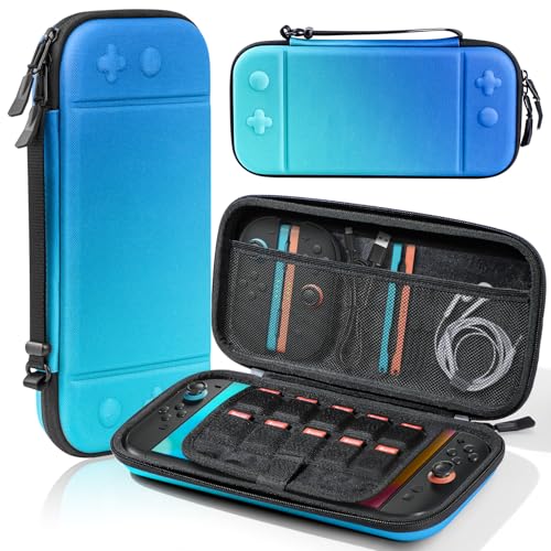 Switch 2 Carry Case Compatible with Nintendo Switch 2 Console,Large Capacity Switch 2 Case, Portable Hard Travel Bag for Console & Accessories, 10 Game Card Slots (Blue Gradient) - color: Blue Gradient