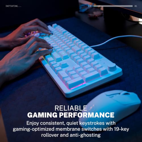 JLab Nightfall Gaming Keyboard, Wired, RGB, 104 Keys, White - color: White