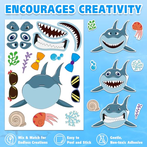 42 Sheets Ocean Animal Make-a-Face Stickers for Kids | Sea Creature Mix ’n Match Crafts for Party Favors & Classroom Activities - style: Ocean Animals