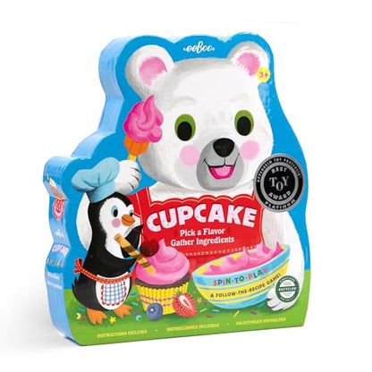 eeBoo: Cupcake Shaped Spinner Game - Animal & Baking Themed Game for Kids, Spin to Collect Ingredients, Preschool, Ages 3+, 2-4 Players - style: Cupcake