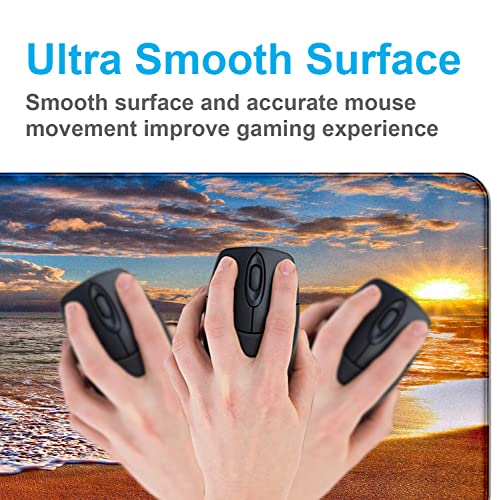 Sunset Beach Large Gaming Mouse Mat with Stitching Edges, Office Desk Mat | Large Extended Mouse Pad; Full Desk Coverage; Waterproof Coating; Stable Anti-Slide Base For Gaming, Office, Study Daily Use - color: Beach at Sunset
