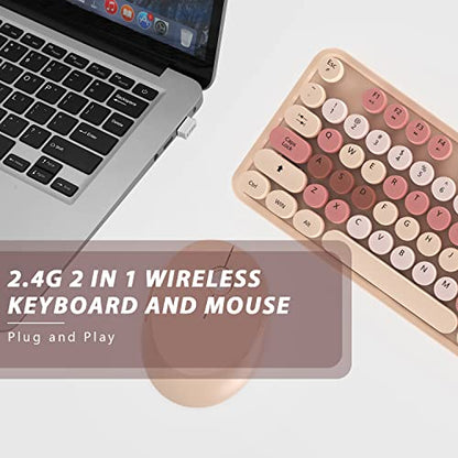 Colorful Wireless Keyboard and Mouse Combo - 104 Key Wireless Keyboard with Number Pad for Windows PC, Notebook, Laptop (Chocolate) - color: Chocolate