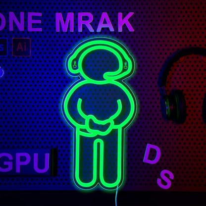 Enhon Gamer Shape Neon Light 15.7 x 7.8 inch, for Game Room Decor | USB Powered Gamer Shaped Neon Light with Remote for Gaming Room Decor, Boys Mens Kids Gift for Bedroom Game Room Decoration