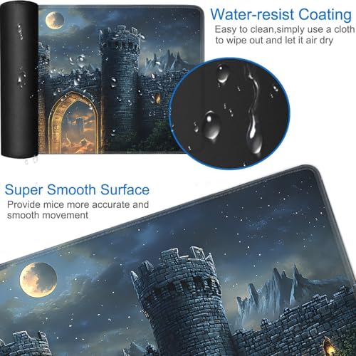 for MTG Game Playmat - 24 x 14 inches with Dices and Storage Bags, Non-Slip Base for TCG and Board Game Card Mats, Trading Card Games Mat, Night Castle Gates Pattern Collectible Card Playmats - color: Jv-playmat-p7-1-g199