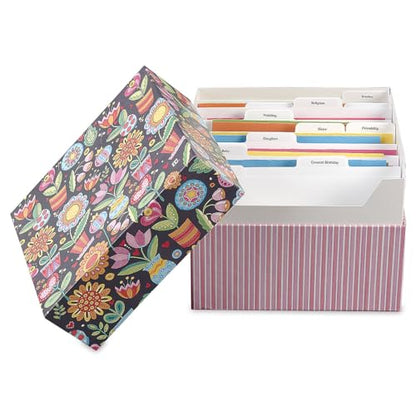 Current Greeting Card Organizer Box by Mary Englebreit | Floral, With 12 dividers and 24 self-stick labels, Holds 140+ Greeting Cards, Recipe Cards, Photo Collections, and more - color: Mary Engelbreit