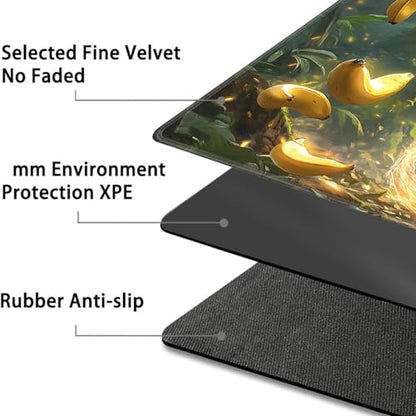 for MTG Game Playmat - 24 x 14 inches with Dices and Storage Bags, Non-Slip Base for TCG and Board Game Card Mats, Trading Card Games Mat, Monkey Playing with Bananas Collectible Card Playmats - color: Jv-playmat-p7-1-g191