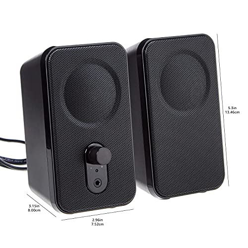 Amazon Basics AC-Powered Computer Speakers for Desktop or Laptop PC with Volume Control, Headphone Jack, Black (US Version) - size: 1-Pack, style: AC