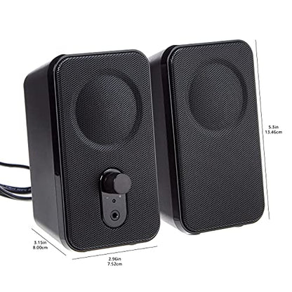 Amazon Basics AC-Powered Computer Speakers for Desktop or Laptop PC with Volume Control, Headphone Jack, Black (US Version) - size: 1-Pack, style: AC