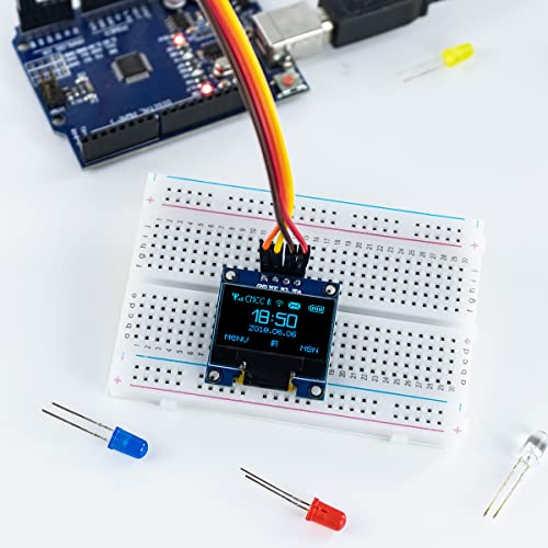 Hosyond 5 Pcs 0.96 Inch OLED I2C IIC Display Module 12864 128x64 Pixel SSD1306 Mini Self-Luminous OLED Screen Board Compatible with Arduino Raspberry Pi (Blue) - color: Blue