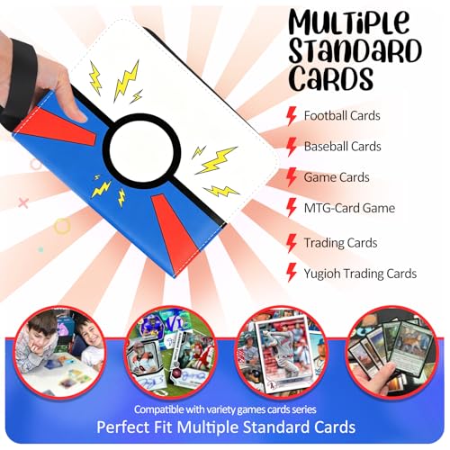 Collectible Trading Card Albums, 400 Card Holders with 50 Removable Sleeves, Portable 4 Pockets Collectible Trading Card Binder, PU Card Collection Binder for MTG, TCG, Sport Card, Game Cards - color: COBALT BLUE