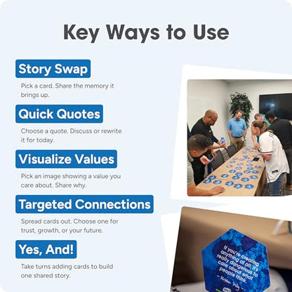 We! Engage Cards - Conversation Cards to Build Trust & Connection - 56 Inspiring Pieces with Quotes, Photos, & Activities - Ideal for Office Meetings, Ice Breakers, and Educational Team Building - color: We! Engage Cards