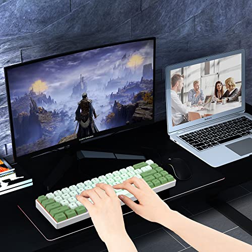 Owpkeenthy Wired 65% Percent Mechanical Gaming Keyboard Creamy Keycaps with Red Switch Ultra Compact RGB 60% Cute Green Gaming Keyboard N-Key Rollover for PC Gamer (Matcha/68 Red Switch) - color: Matcha/68 Red Switch