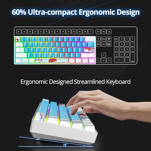 60% Mechanical Keyboard Wired Linear Red Switch RGB Backlight | 60 Percent 61-keys Compact Layout Gaming Keyboard TKL Ultra-Compact Mini RGB Backlit - color: 61 Blue/Red Switch