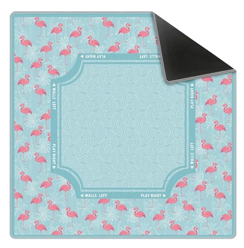 Blue Coastal Beach Flamingo Palm Leaf Mahjong Mat 31.5x31.5 Inch, Non-Slip and Noise Reduction Mah Jong Table Mat Cover Gifts for Mahjong Lovers Poker Board Games Dominoes - color: Blue Coastal Beach Flamingo