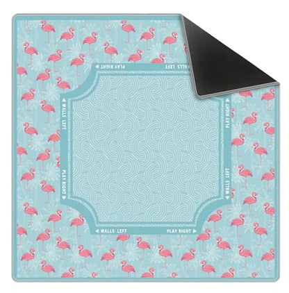 Blue Coastal Beach Flamingo Palm Leaf Mahjong Mat 31.5x31.5 Inch, Non-Slip and Noise Reduction Mah Jong Table Mat Cover Gifts for Mahjong Lovers Poker Board Games Dominoes - color: Blue Coastal Beach Flamingo