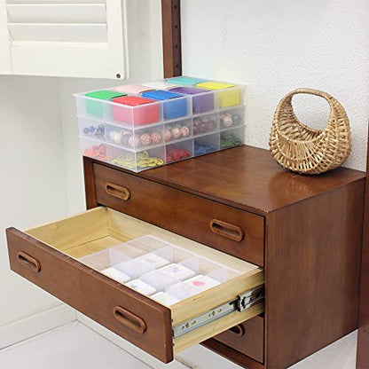 2 Pack Fixed 8 Grids Clear Plastic Organizer Sorting Tray and Transparent Storage Divider Box Container Case for Hardware, Craft, Sewing Kit, Office Supplies, Small Parts - size: Fixed 8 Grids
