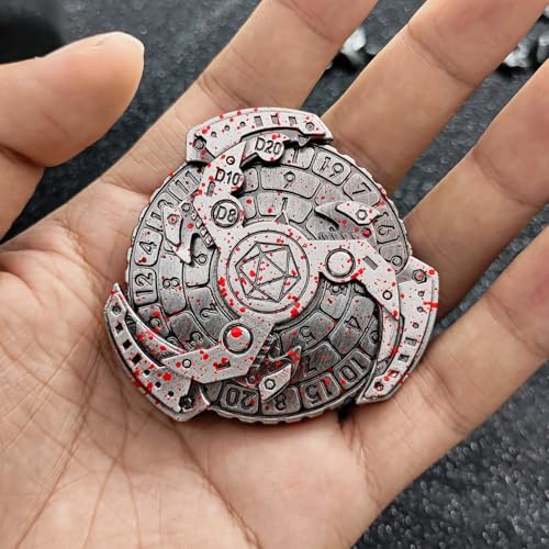 7-in-1 Spinner DND Dice Set, Rotate Metal Rotate Dungeons and Dragons DND Compass Dice, Cool RPG Role Playing Table Game Dice（ - color: Mechanical-blood Sliver