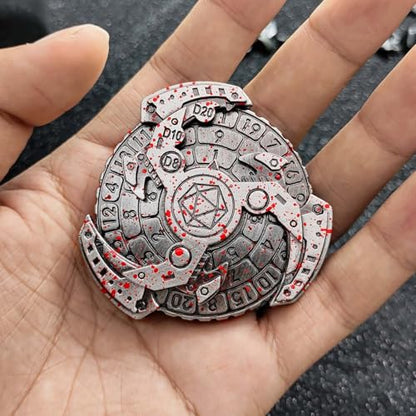 7-in-1 Spinner DND Dice Set, Rotate Metal Rotate Dungeons and Dragons DND Compass Dice, Cool RPG Role Playing Table Game Dice（ - color: Mechanical-blood Sliver
