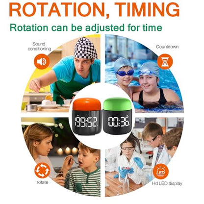 Large Display Digital Timer Stopwatch, Retro Manual Twist Table Count Down & Up Game Timer, Easy to use, Night Light Silent & Sound Timers for ADHD Study Work Kitchen Classroom Yoga Gym (Tangerine) - color: Tangerine
