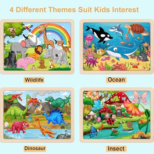 Wooden Puzzles for Kids Ages 4-6, 24 Piece Animals Puzzles for Toddlers,Jigsaw Puzzles for Kids Ages 3-5, Preschool Educational Puzzles Board Toys Gifts for Boys and Girls 3 4 5 6 Years Old - style: Wooden puzzles