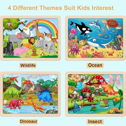 Wooden Puzzles for Kids Ages 4-6, 24 Piece Animals Puzzles for Toddlers,Jigsaw Puzzles for Kids Ages 3-5, Preschool Educational Puzzles Board Toys Gifts for Boys and Girls 3 4 5 6 Years Old - style: Wooden puzzles