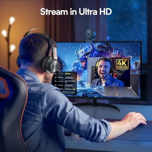 EMEET SmartCam S800 4K Webcam for Streaming, 1/2'' Sensor, Supports HDR, PDAF&TOF Dual-autofocus, 1080P@60fps, 2 Noise-Cancelling Mics, 40°-73° FOV, Perfect for Live Streaming & Online Meetings - style: S800 1/2" Sensor Dual Autofocus