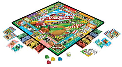 MasterPieces 어린이 및 가족 보드 게임 - 올드 맥도날드 농장 Opoly Jr. - 어린이 및 가족을 위한 공식 라이선스 보드 게임 - style: 올드 맥도날드 농장