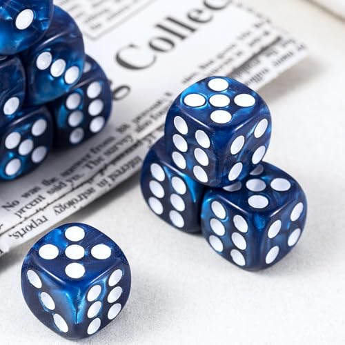10 Pieces Polyhedral D6 Dice Set, 6 Sided Dice 16mm for RPG MTG DND Table Games (Blue) - color: Blue