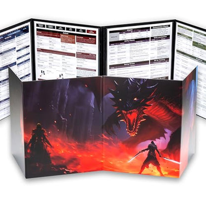 TIDYBOSS Dungeons and Dragons Expansion Set | 3 X Double Sides 24"x 36" Game Grid Mat | 6 Terrains with Lava, Sea, Forest, Cave, Swamp and Desert | Includes Dry Erase Markers, Eraser, Dice, Clips and