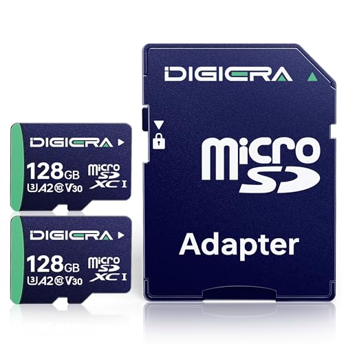 DIGIERA 128GB CT100 microSDXC UHS-I Memory Card with Adapter - up to 100MB/s, C10, U3, V30, 4K UHD, A2, Micro SD Card for Smartphones, Tablets, Cameras, Gaming Consoles, and Drones (2 Pack) - size: 128GB × 2, style: CT100 (100MB/s)