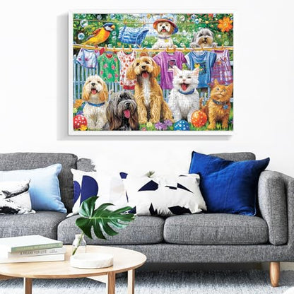 300 Piece Puzzles for Adults, Cute Dog Jigsaw Puzzle for Adults Children Elderly, Large Piece Fun Animal Puzzle for Kids Ages 8-10 10-12, Challenging Landscape Puzzles,Family Game Great Gift 20.5*15in - style: Cute Dogs Cats