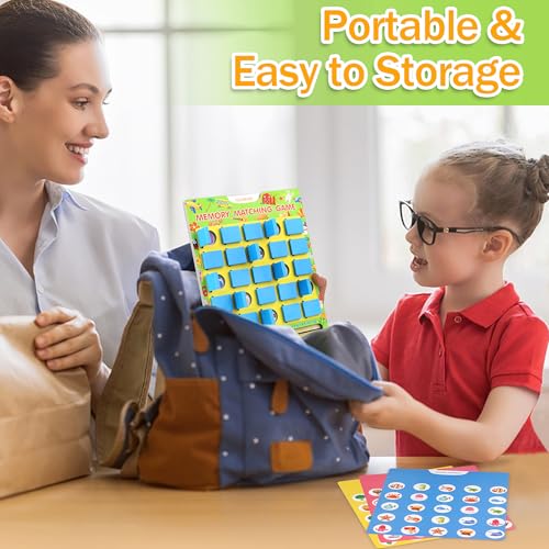 Vinlon Matching Memory Game for Kids Ages 4-8, Flip to Win Board Games Travel Toys Parlor Games for 3 4 5 6 7 8 Years Old, Road Trip Essentials, Airplane, Car Activity Easter Basket Stuffers