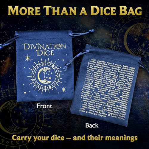 Dice of Stars & Stone – Premium D6 Dice Set | 4-Pack with Dice Bag | Six-Sided, Resin, Liquid-Core | Rune and Astrology Symbols | Witchy Gift | for D&D, Tabletop RPGs, Castings, Board Game Upgrades