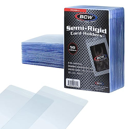 BCW Semi-Rigid Card Holder #1 for Standard Cards up to 35 Pt, 50 Count | Crystal-clear rigid PVC holders fit sleeved or unsleeved standard cards up to 35 pt for grading and secure handling. - size: 50 Pack