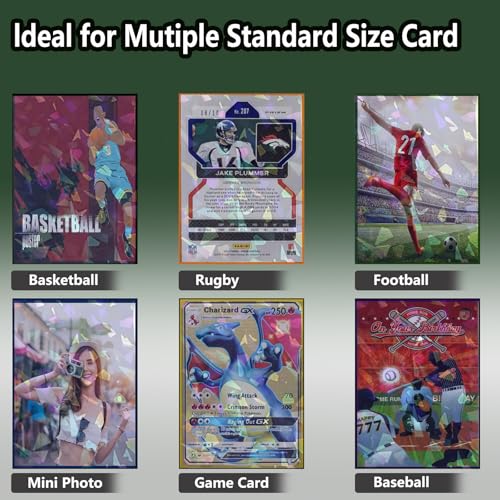 100 Count Purple Card Sleeve for Trading Cards, Perfect Fit Shiny MTG Card Sleeves, Holographic Card Sleeves Fit for Magic, Photocard, TCG, Baseball/Sports Cards, Yugioh Card, Game Card 66 * 91 mm - color: Purple