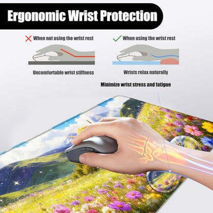 Mouse Pad,Large Desk Mat Set, 4in1 XL Mousepad + Keyboard Wrist Rest+Mouse Wrist Rest+Coaster with Ergonomic Desk Pad for Home Office Table Computer Cover -Highland Cows - color: Highland Cows