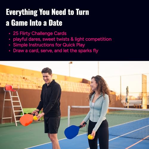 On-Court Pickleball Card Game - Date and Dink (Couples Edition) - Add More Fun, Connection, and Playful Competition to Every Pickleball Date. - color: Pink
