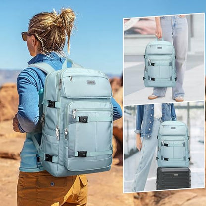 PIJUSHI Casual Travel Backpack for Women with 16" Padded Laptop Compartment | Carry On Luggage with USB Charging Port, 1680D Water-Resistant Nylon, Airline Approved, For Daily, Hiking - color: Teal Blue