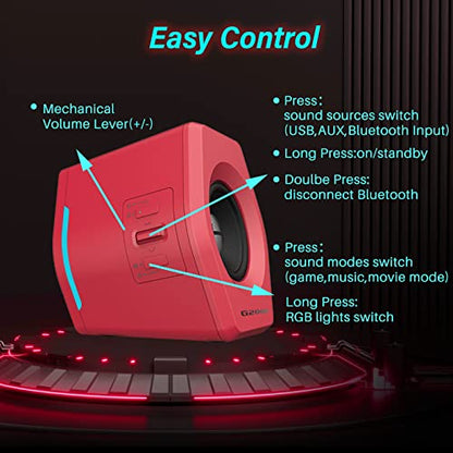 Edifier G2000 32W PC Gaming Computer Speakers for Laptop Mac Desktop Computer Woofer Speakers Bluetooth USB 3.5mm AUX Inputs RGB Lights Multimedia Speakers Red - color: red