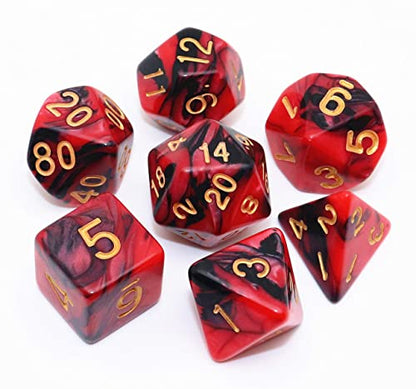 Red Mix Black DND Games Dice Set for Dungeons and Dragons D&D RPG Role Playing Polyhedral Dice 7-Die Set - color: Red & Black Dice